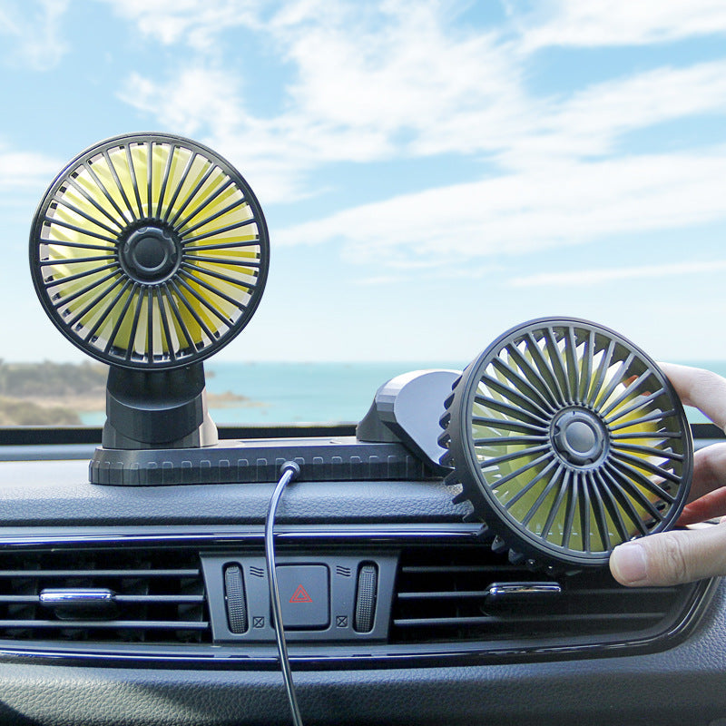 Dual-Head Rechargeable Portable Fan with Adjustable Heads and Multiple Speeds Compact Lightweight