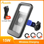 15W USB Charging Bicycle Handlebar Phone Mount Waterproof ABS Plastic Fits 4.5-6.8 Inch Phones