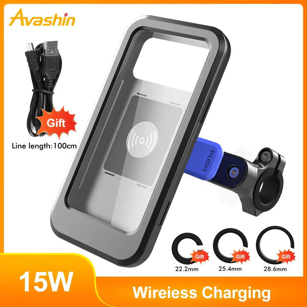 15W USB Charging Bicycle Handlebar Phone Mount Waterproof ABS Plastic Fits 4.5-6.8 Inch Phones