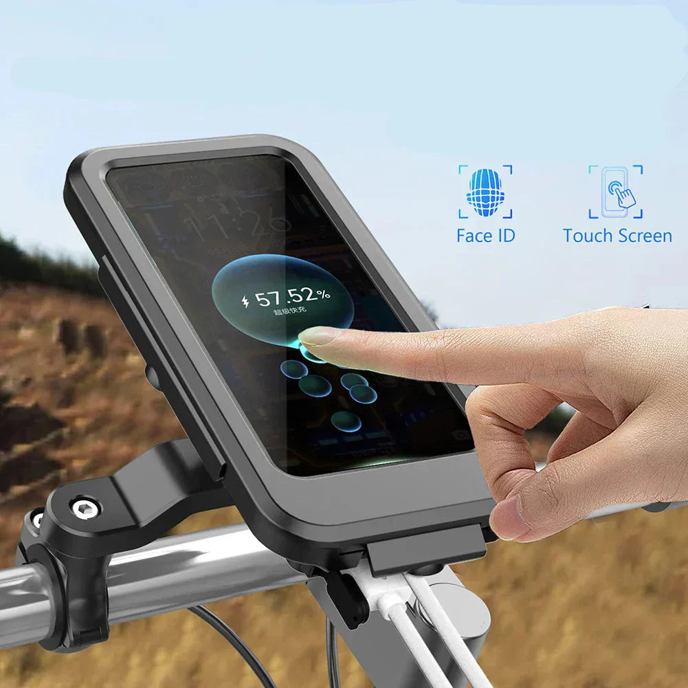 15W USB Charging Bicycle Handlebar Phone Mount Waterproof ABS Plastic Fits 4.5-6.8 Inch Phones