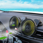 Dual-Head Rechargeable Desk Fan Portable Adjustable Airflow with Multiple Speeds