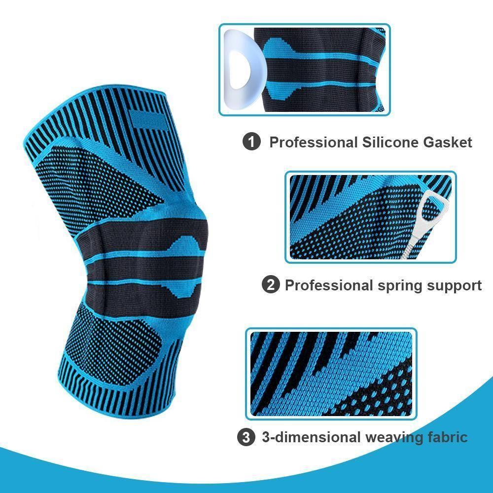 Meniscus Injury Knee Protector with Silicone Pad and Spring Support Bar for Sports and Outdoor Activities