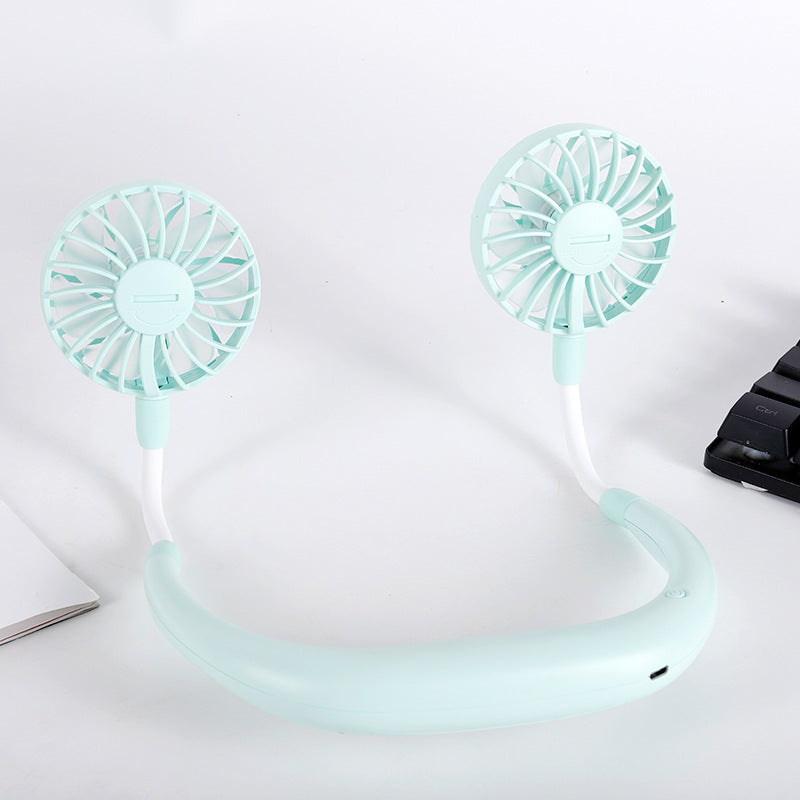 Unisex Portable Neck Fan with Dual Flexible Fans USB Rechargeable Quiet Cooling