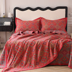 Reversible Cotton Quilt with Petal Flower Pattern Summer Blanket Full Queen King Sizes