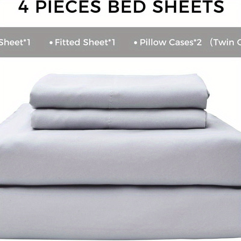4-Piece Queen Size Cooling Microfiber Sheet Set 14" Deep Pocket Soft Hotel-Grade Bed Sheets