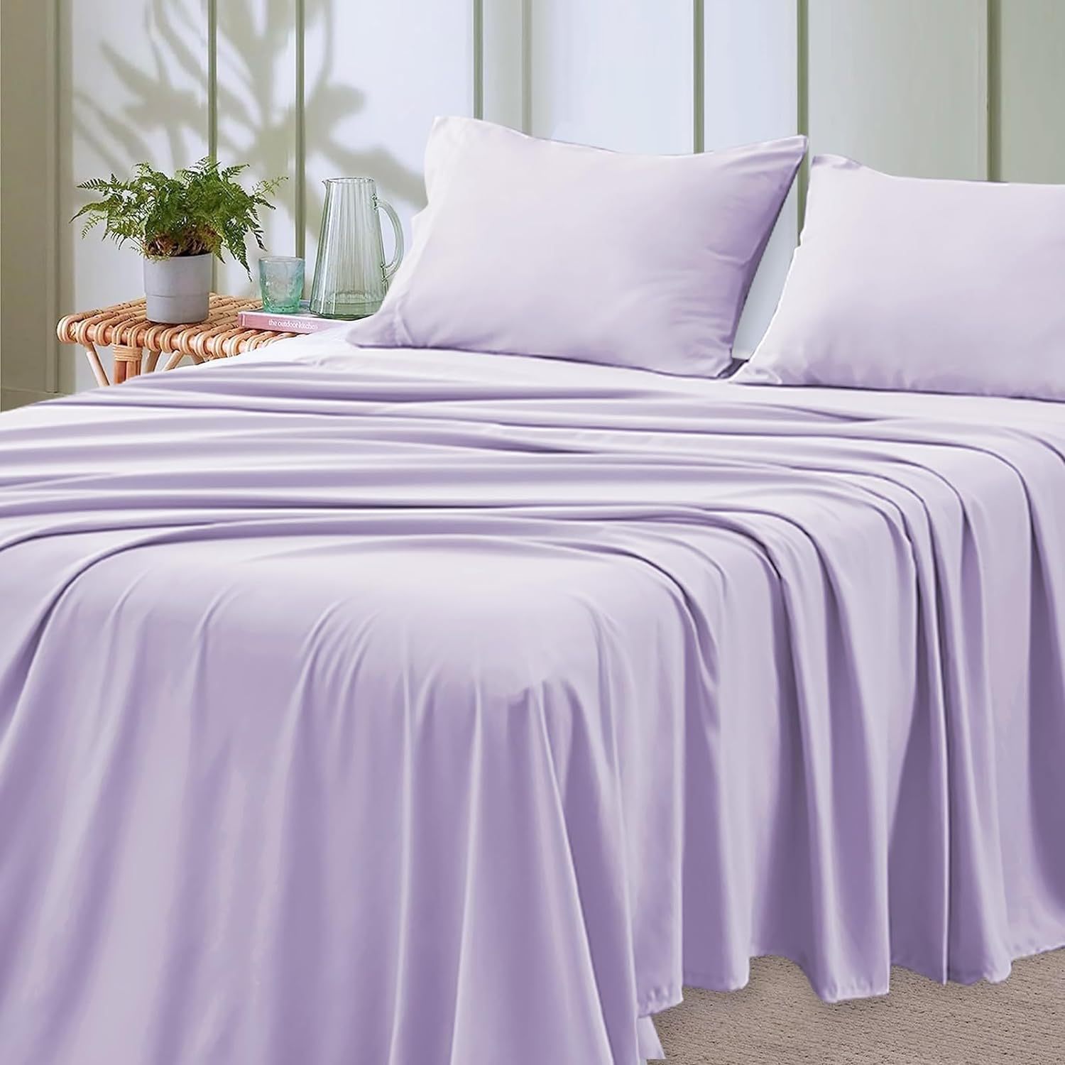 4-Piece Queen Size Cooling Microfiber Sheet Set 14" Deep Pocket Soft Hotel-Grade Bed Sheets
