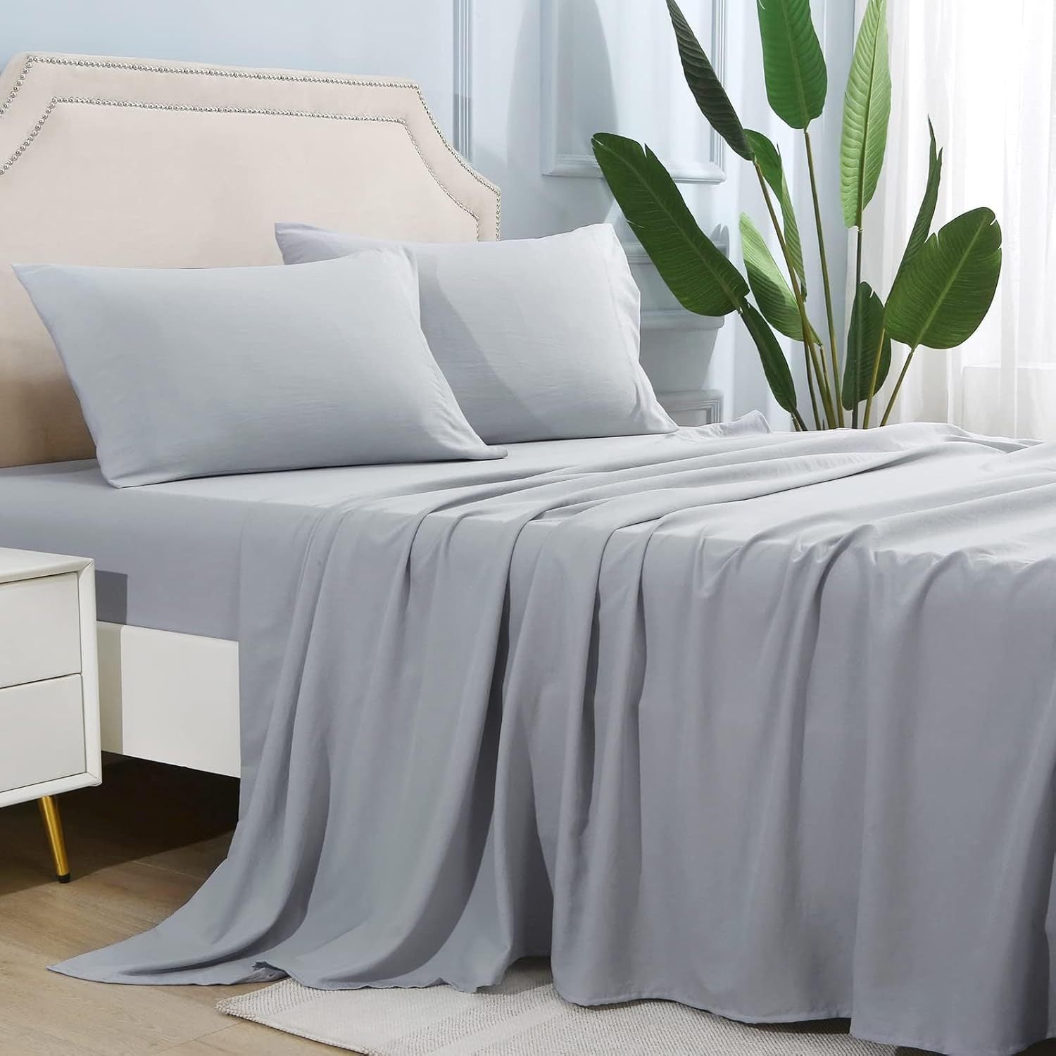4-Piece Queen Size Cooling Microfiber Sheet Set 14" Deep Pocket Soft Hotel-Grade Bed Sheets