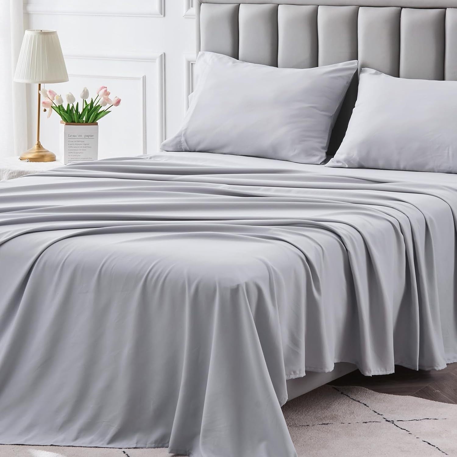4-Piece Queen Size Cooling Microfiber Sheet Set 14" Deep Pocket Soft Hotel-Grade Bed Sheets