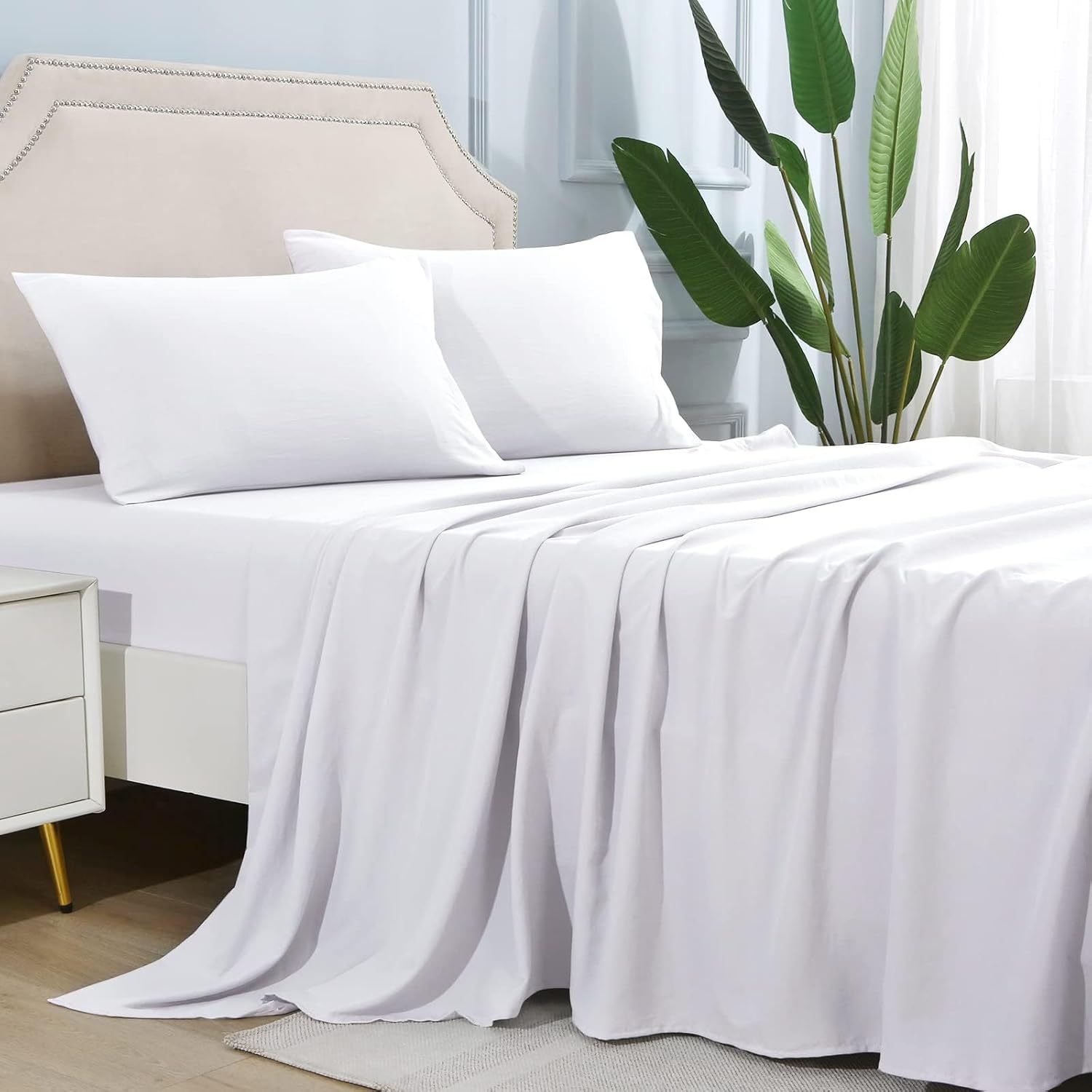 4-Piece Queen Size Cooling Microfiber Sheet Set 14" Deep Pocket Soft Hotel-Grade Bed Sheets