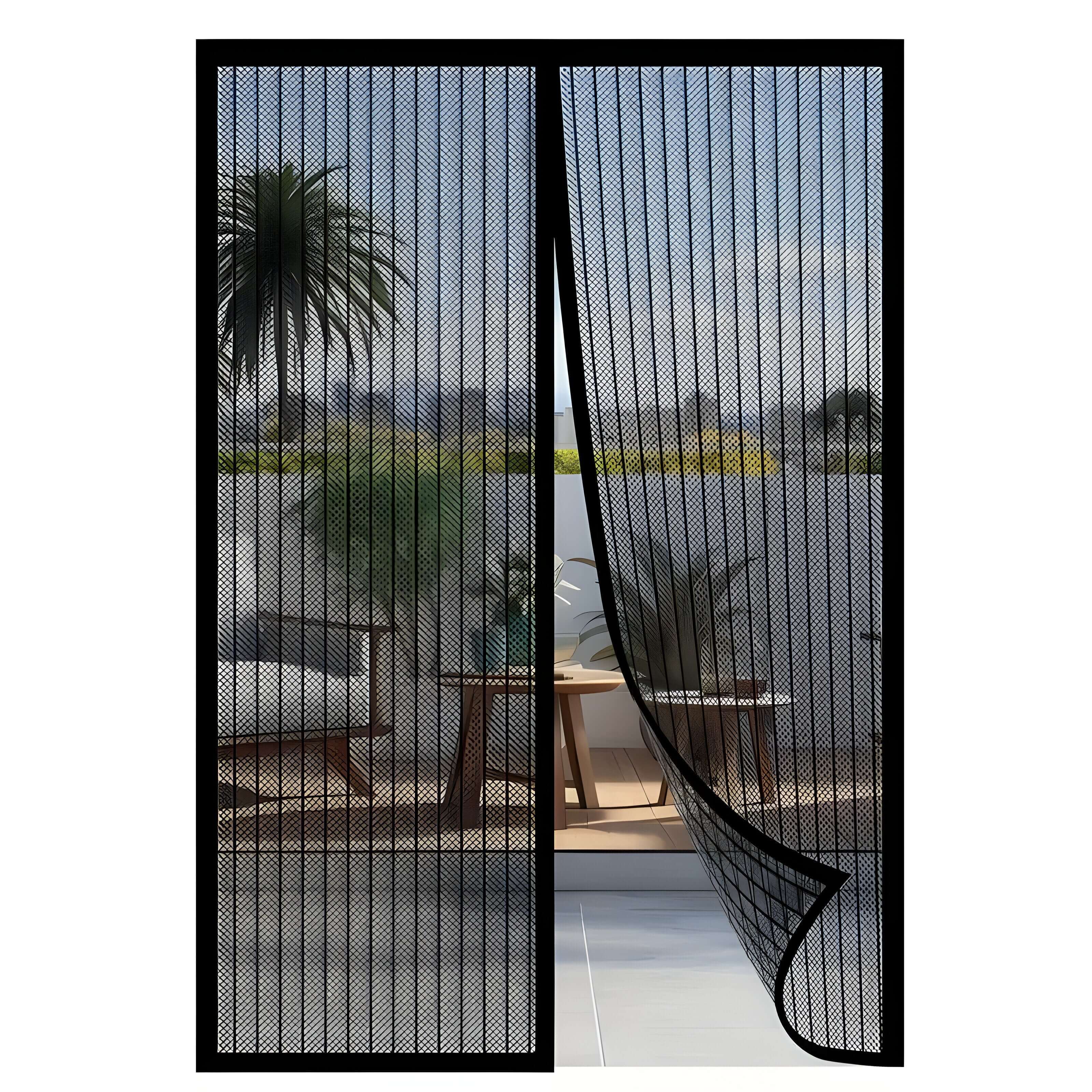 Self-Closing Magnetic Insect Screen Polyester Fiber Pet-Friendly Door Screen Black or White