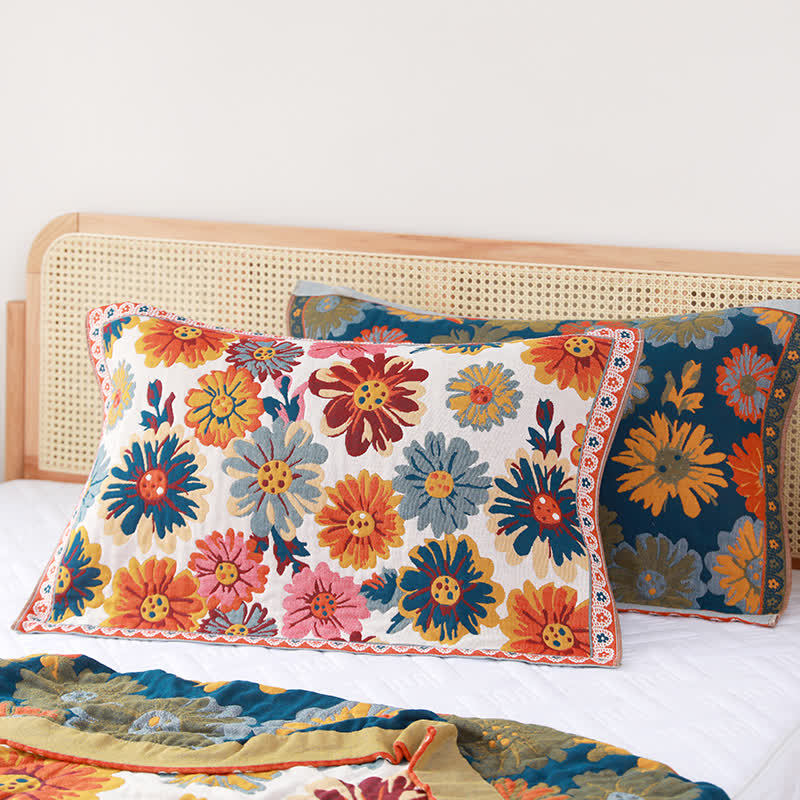 Reversible Cotton Quilt Lightweight Summer Blanket Jacquard Design Full Queen Sizes