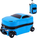 18” Kids Pull-Along Car Suitcase with Retractable Handle Durable ABS Hardshell Blue Red