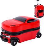 18” Kids Pull-Along Car Suitcase with Retractable Handle Durable ABS Hardshell Blue Red