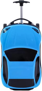 18” Kids Pull-Along Car Suitcase with Retractable Handle Durable ABS Hardshell Blue Red