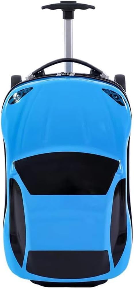 18” Kids Pull-Along Car Suitcase with Retractable Handle Durable ABS Hardshell Blue Red