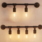 Industrial Black Metal Wall Light Straight Pipe Wall Sconce 2/4/6 Bulbs E26/E27 Indoor Fixture