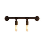 Industrial Black Metal Wall Light Straight Pipe Wall Sconce 2/4/6 Bulbs E26/E27 Indoor Fixture