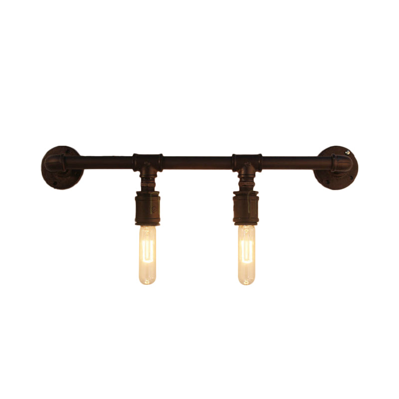 Industrial Black Metal Wall Light Straight Pipe Wall Sconce 2/4/6 Bulbs E26/E27 Indoor Fixture