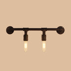 Industrial Black Metal Wall Light Straight Pipe Wall Sconce 2/4/6 Bulbs E26/E27 Indoor Fixture