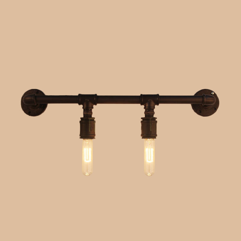 Industrial Black Metal Wall Light Straight Pipe Wall Sconce 2/4/6 Bulbs E26/E27 Indoor Fixture