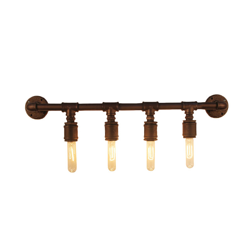 Industrial Black Metal Wall Light Straight Pipe Wall Sconce 2/4/6 Bulbs E26/E27 Indoor Fixture