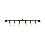 Industrial Black Metal Wall Light Straight Pipe Wall Sconce 2/4/6 Bulbs E26/E27 Indoor Fixture