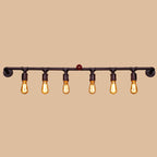 Industrial Black Metal Wall Light Straight Pipe Wall Sconce 2/4/6 Bulbs E26/E27 Indoor Fixture