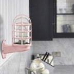 Loft Capsule Industrial Wall Sconce Light with Transparent Glass Shade and Wire Cage in Pink Blue Rust
