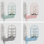 Loft Capsule Industrial Wall Sconce Light with Transparent Glass Shade and Wire Cage in Pink Blue Rust