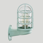 Loft Capsule Industrial Wall Sconce Light with Transparent Glass Shade and Wire Cage in Pink Blue Rust