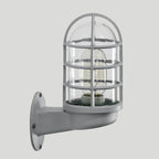 Loft Capsule Industrial Wall Sconce Light with Transparent Glass Shade and Wire Cage in Pink Blue Rust
