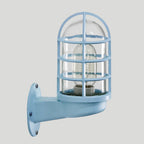 Loft Capsule Industrial Wall Sconce Light with Transparent Glass Shade and Wire Cage in Pink Blue Rust