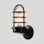 Loft Capsule Industrial Wall Sconce Light with Transparent Glass Shade and Wire Cage in Pink Blue Rust