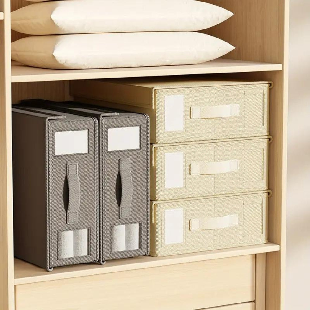 Foldable Bedding Organizer Space-Saving Fabric Storage for Sheets Duvet Covers Pillowcases