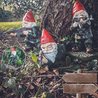 Military Garden Gnome Statue with Camouflage Uniform and AK47 Resin Outdoor Decor