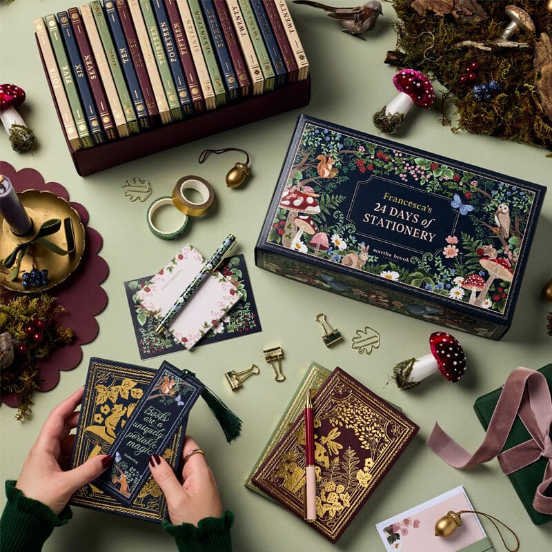 Luxury Office Supplies Advent Calendar 2026 24-Day Set with Planner, Notebook, Colored Pencils, and Gold Accents