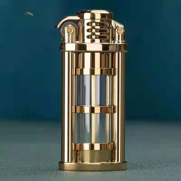 Transparent Windproof Metal Kerosene Flame Lighter Brass Compact 72mm