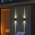 Modern Waterproof LED Outdoor Wall Light Aluminum Black Rectangular Hardwired