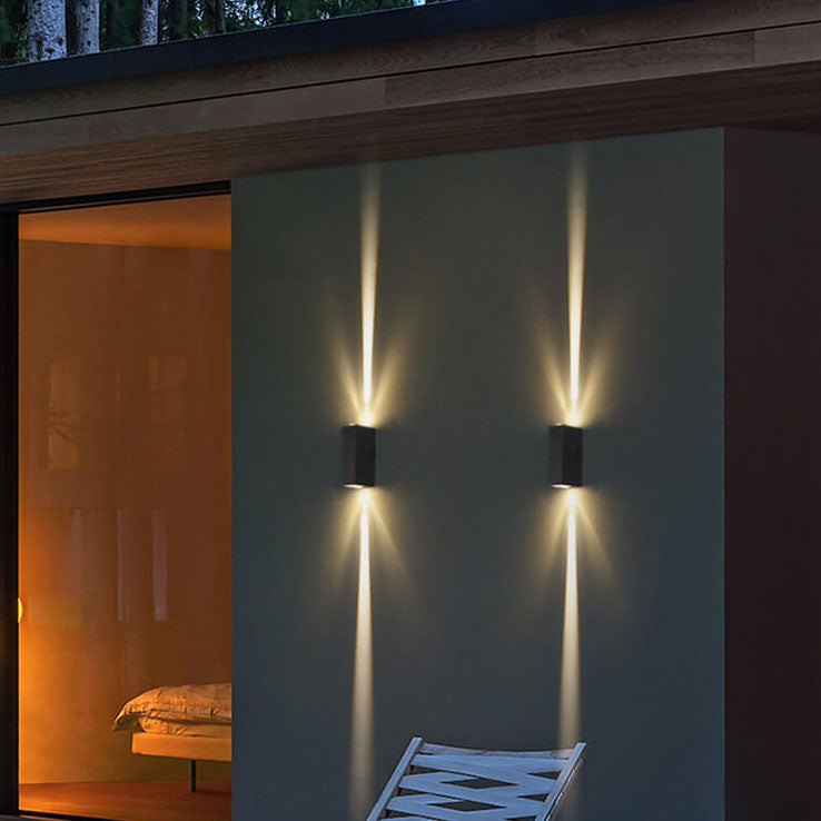 Modern Waterproof LED Outdoor Wall Light Aluminum Black Rectangular Hardwired