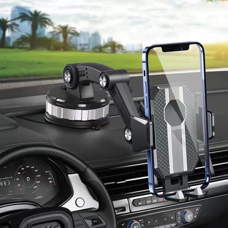 Car Phone Holder Strong Suction Adjustable Mount 360° Rotation Black