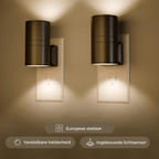 Plug-In LED Wall Night Light with Dimmable Sensor Matte Black Modern Design
