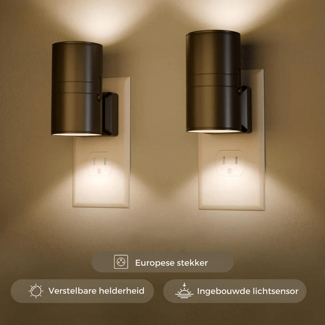 Plug-In LED Wall Night Light with Dimmable Sensor Matte Black Modern Design
