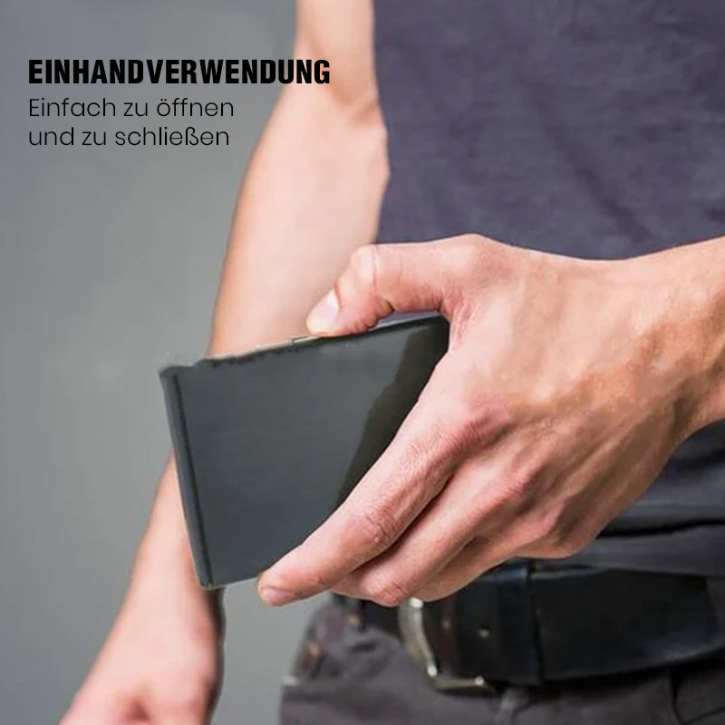 Ultra-Thin Stainless Steel Card Case with RFID Theft and Demagnetization Protection, Holds 6 Cards