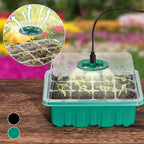 Seed Starter Trays with Grow Light Kit 5 Sets Adjustable Humidity Clear Root View Black Green