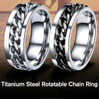 Titanium Steel Swiveling Chain Ring Bottle Opener Stress Relief Fidget Ring Durable Unisex Gift