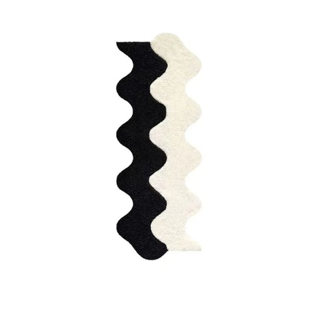 Abstract Color Block Cotton-Polyester Rug 45x120cm Machine Washable Stain Resistant Contemporary Design
