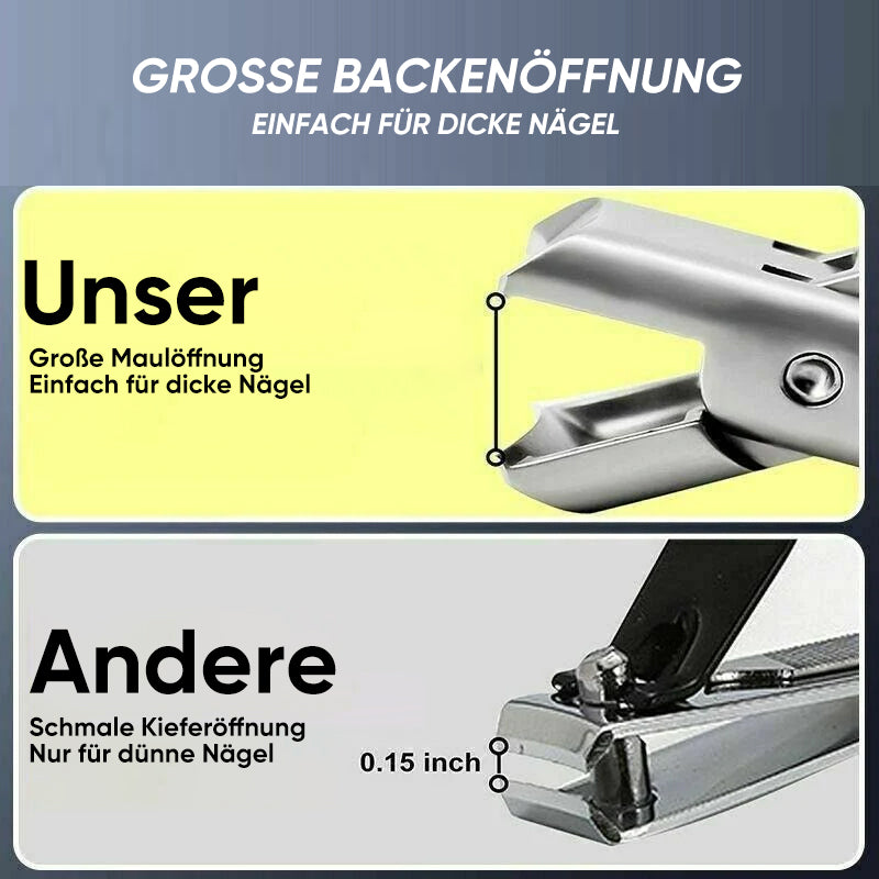 Portable Stainless Steel Nail Clippers Ultra-Sharp Curved Edges Wide Jaw for Thick Nails with Nail Catcher