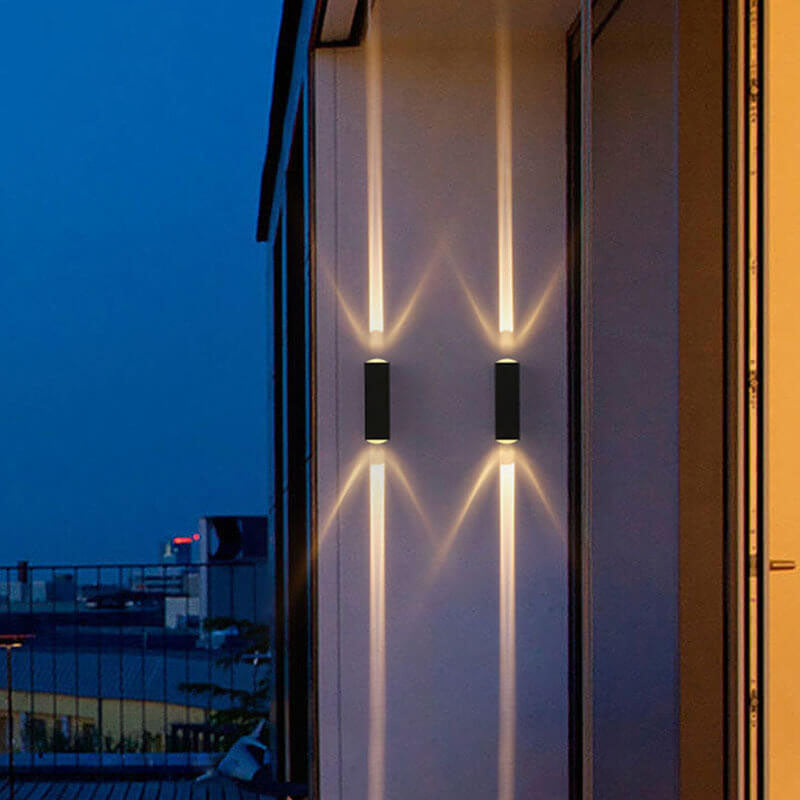 Modern Waterproof LED Outdoor Wall Light Aluminum Black Rectangular Hardwired