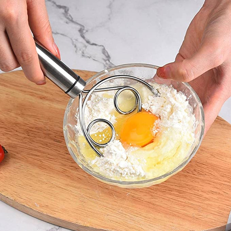 Stainless Steel Dough Whisk Ergonomic Handle Compact Lightweight Kitchen Tool