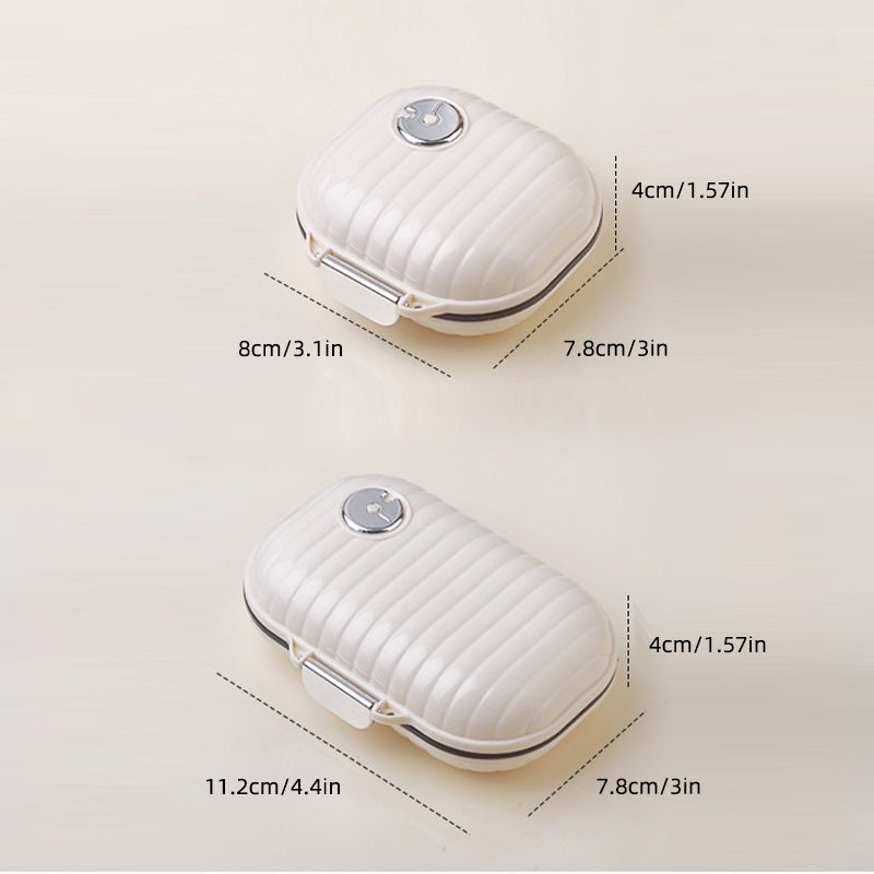 Portable Daily Pill Organizer 7-Section Water-Resistant Compact White PET Silicone Pill Box